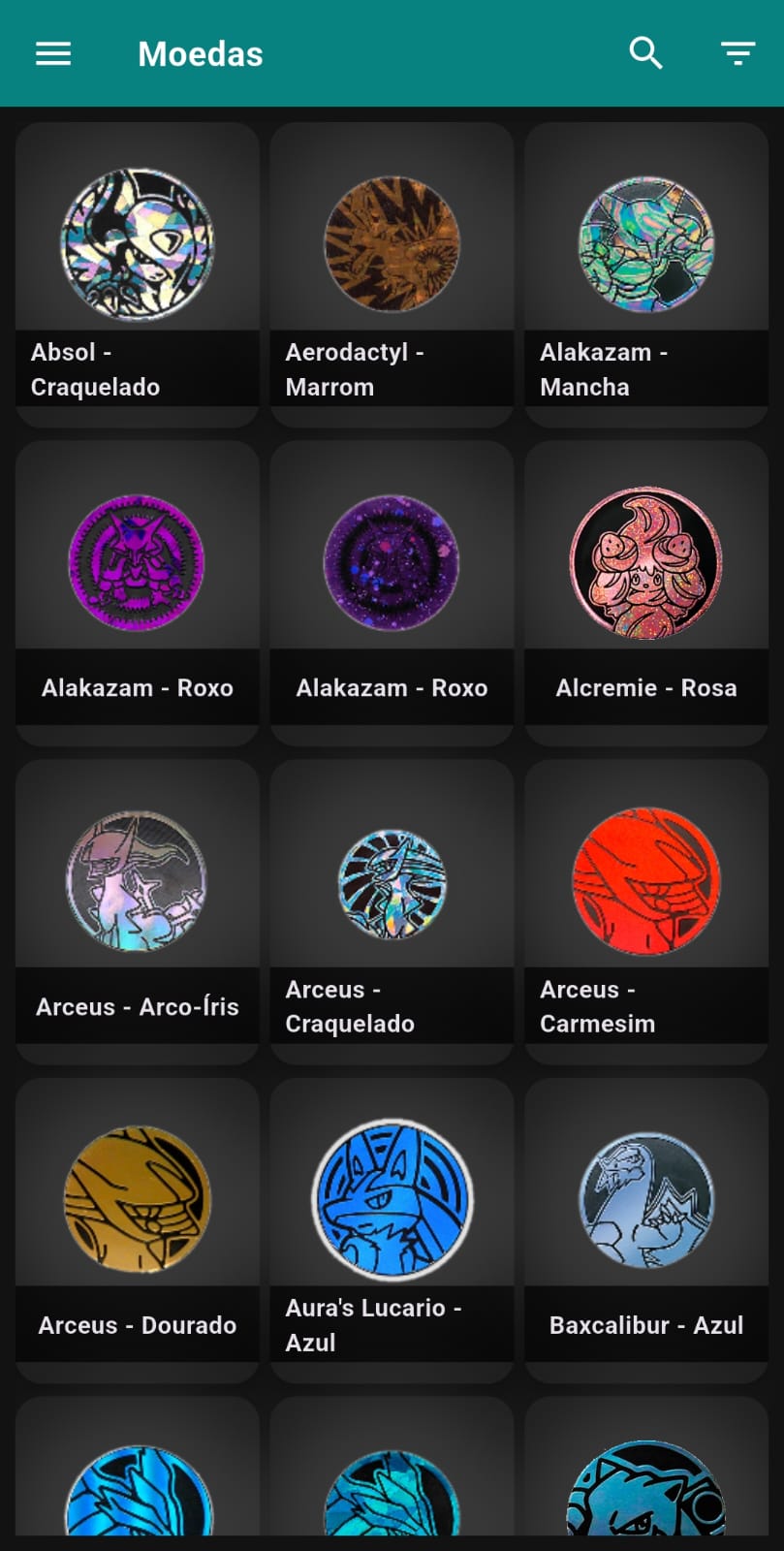 Coleção de sleeves e moedas Pokémon TCG no PokelensTCG